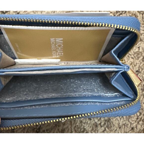 Michael Kors Leather Jet Set Card Case French Blue New with tags - Picture 3 of 4
